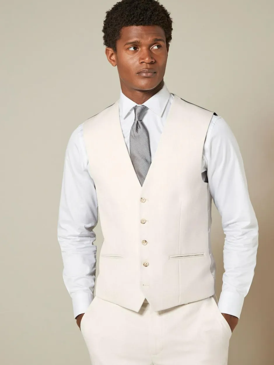 Next Ecru Textured Suit Waistcoat Online
