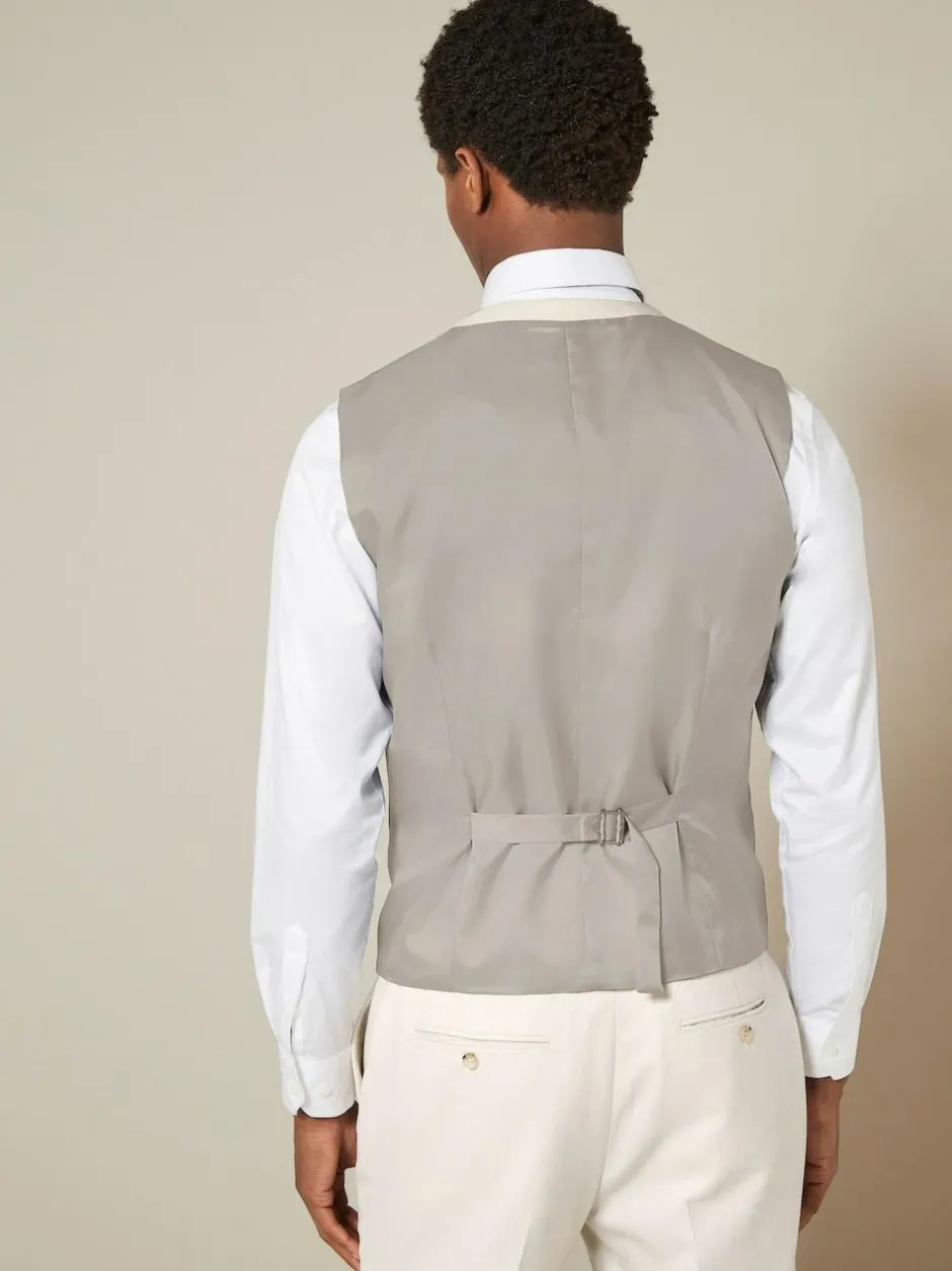 Next Ecru Textured Suit Waistcoat Online