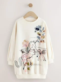 Next Ecru Unicorn Graphic Jumper Dress (3-16yrs) Best