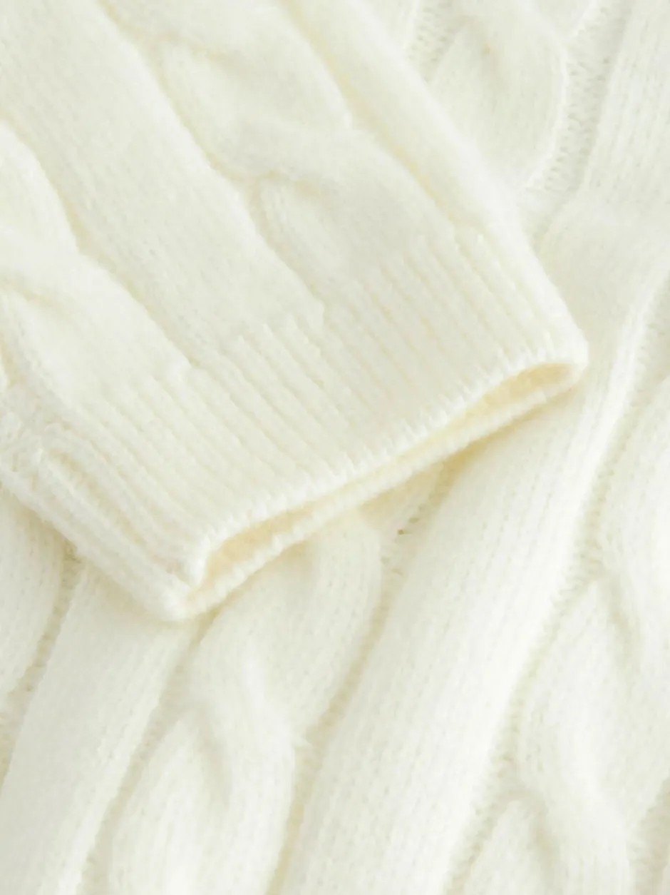 Next Ecru White Cable Knit Crew Neck Jumper (3mths-7yrs)