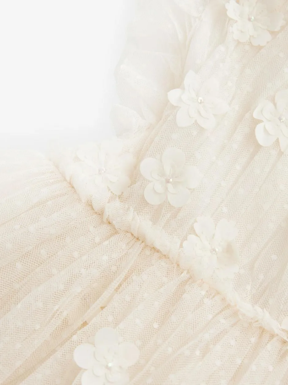 Next Mesh Flower Girl Dress (3-16yrs) Ecru White 3D Flower
