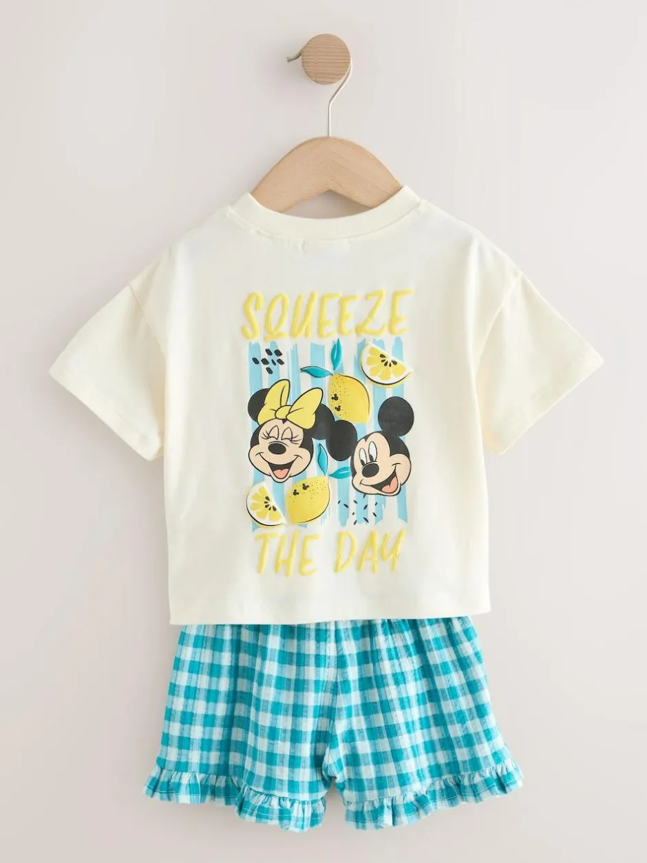 Next Ecru White Disney Minnie and Mickey Short Sleeve Top and Shorts Set (3mths-7yrs) Outlet