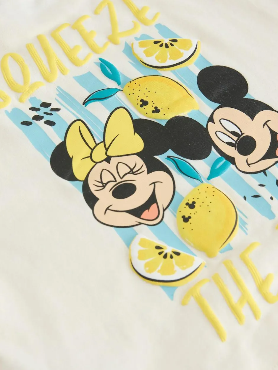 Next Ecru White Disney Minnie and Mickey Short Sleeve Top and Shorts Set (3mths-7yrs) Outlet
