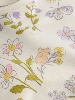 Next Ecru White Floral Short Sleeve Peplum T-Shirt (3mths-7yrs) New
