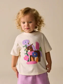 Next Short Sleeve T-Shirt (3mths-7yrs) Ecru White Horse Online