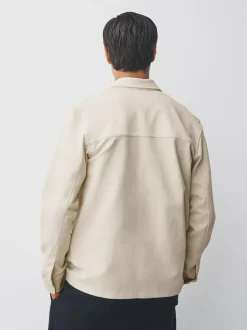 Next Ecru White Jersey Twill Popper Shacket Best