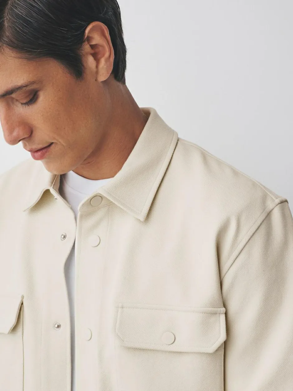 Next Ecru White Jersey Twill Popper Shacket Best