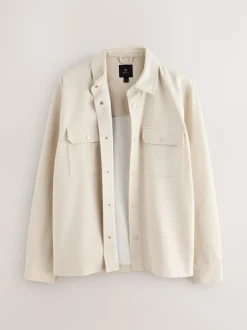 Next Ecru White Jersey Twill Popper Shacket Best
