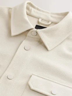 Next Ecru White Jersey Twill Popper Shacket Best