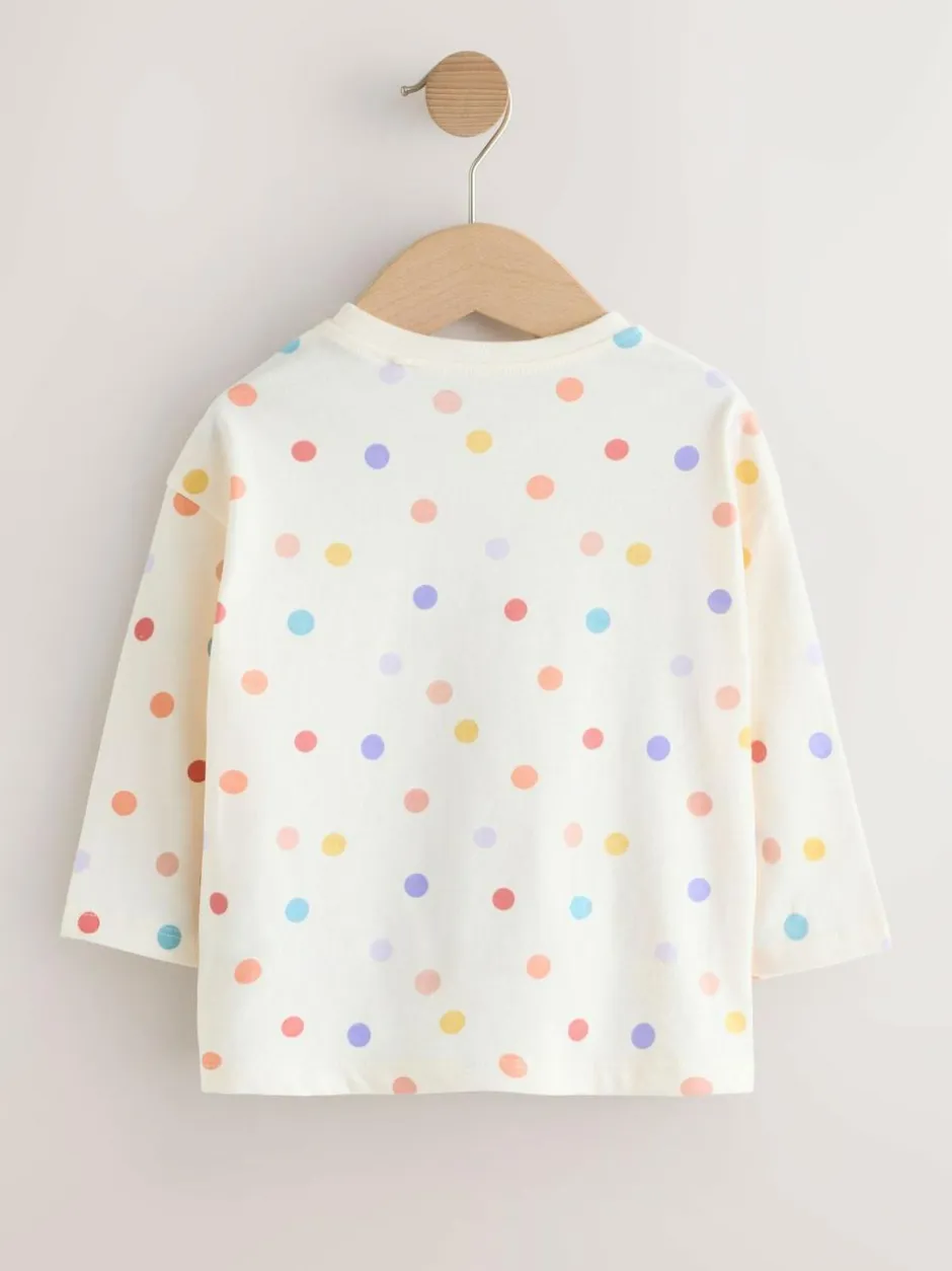 Next Ecru White Rainbow Long Sleeve Bag Top (3mths-7yrs)