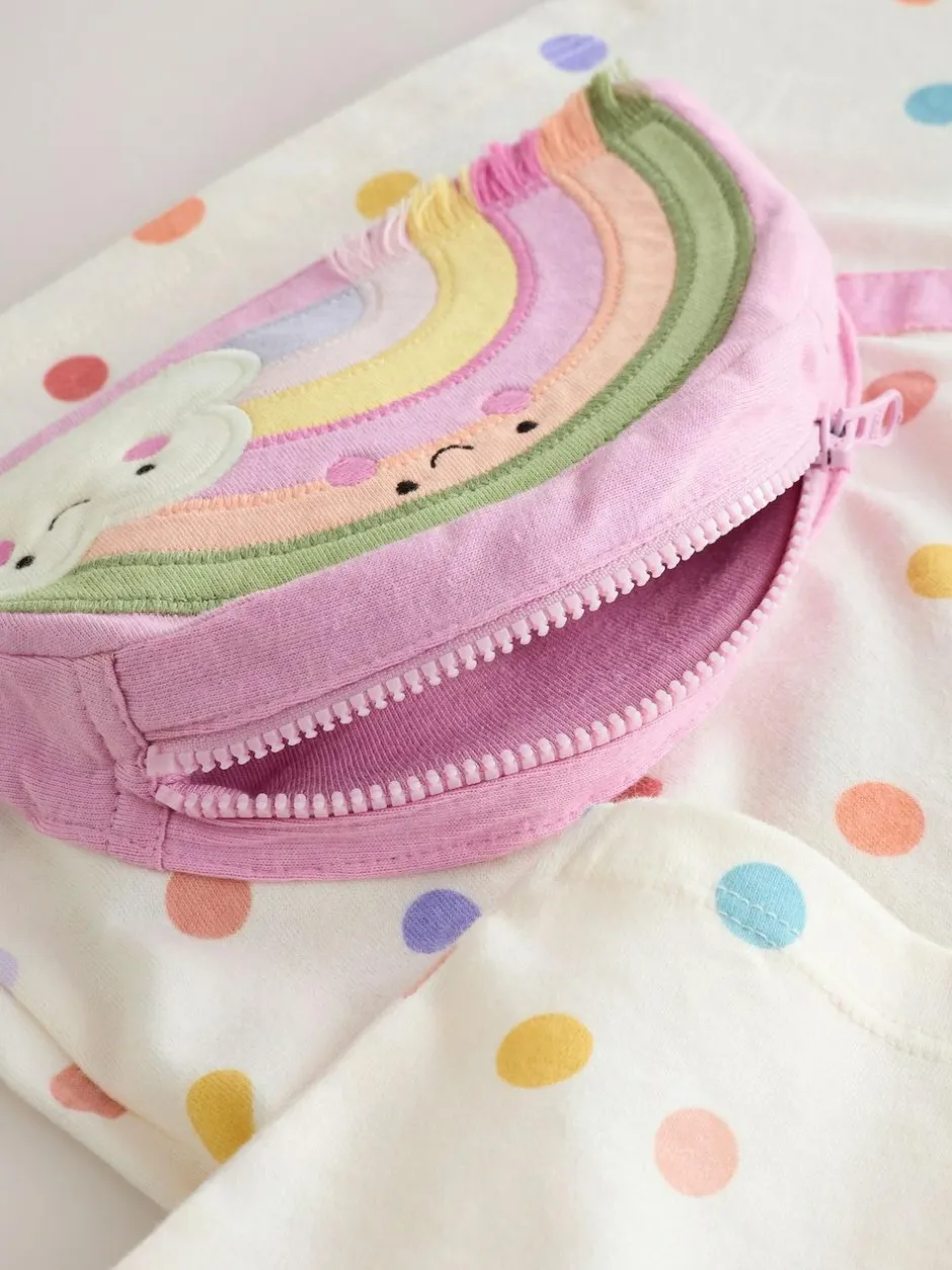 Next Ecru White Rainbow Long Sleeve Bag Top (3mths-7yrs)