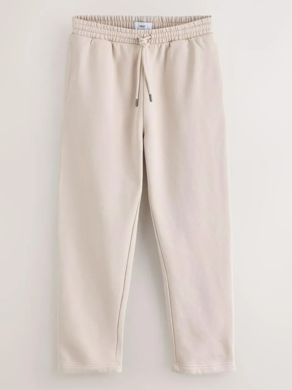 Next Ecru White Straight Fit Relaxed Fit Brushback Heavyweight Joggers Discount