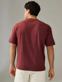 Next Ecru White/Green/Rust Red Relaxed Fit Heavyweight T-Shirts 3 Pack
