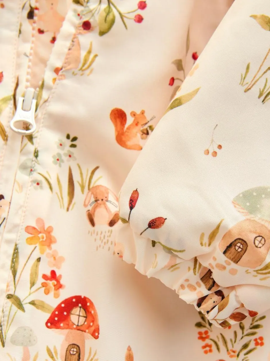 Next Nylon Baby Pramsuit (0mths-2yrs) Ecru Woodland Printed Hooded