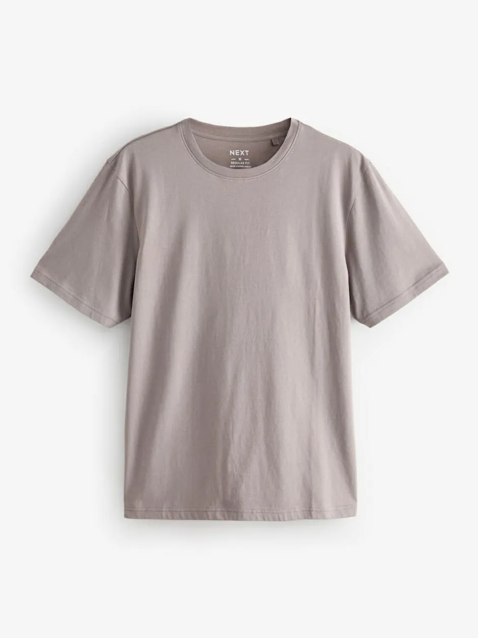 Next Ecru/Blue/Green/Neutral Mushroom/Grey/Stone Regular Fit Essential Cotton T-Shirts 6 Pack Best