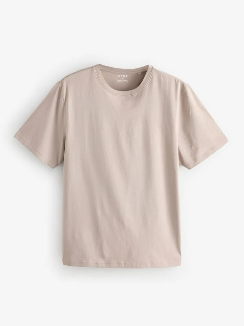 Next Ecru/Blue/Green/Neutral Mushroom/Grey/Stone Regular Fit Essential Cotton T-Shirts 6 Pack Best