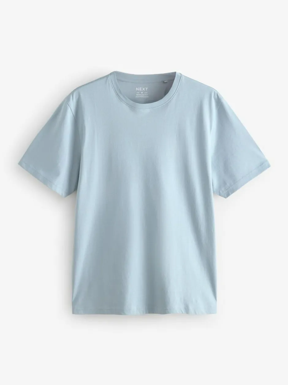 Next Ecru/Blue/Green/Neutral Mushroom/Grey/Stone Regular Fit Essential Cotton T-Shirts 6 Pack Best