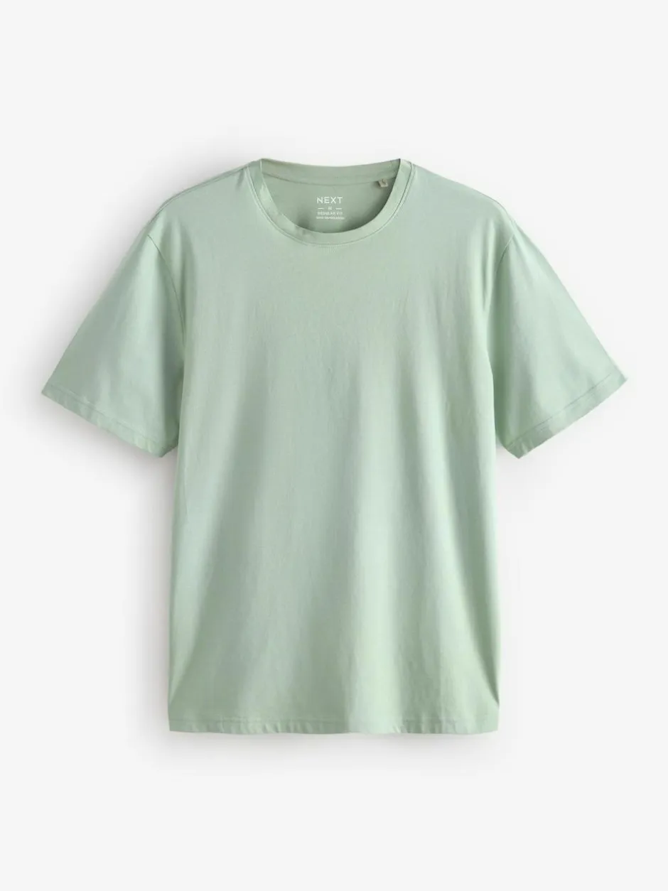 Next Ecru/Blue/Green/Neutral Mushroom/Grey/Stone Regular Fit Essential Cotton T-Shirts 6 Pack Best