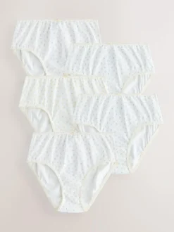Next Ditsy Print Briefs 5 Pack (1.5-16yrs) Ecru/Pink Best