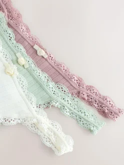 Next Ecru/Pink Thong Seamfree Pointelle Knickers 3 Pack Discount