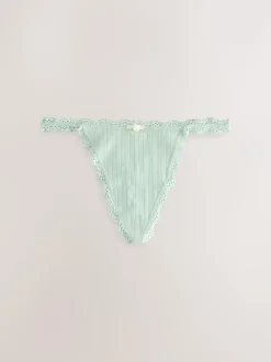 Next Ecru/Pink Thong Seamfree Pointelle Knickers 3 Pack Discount