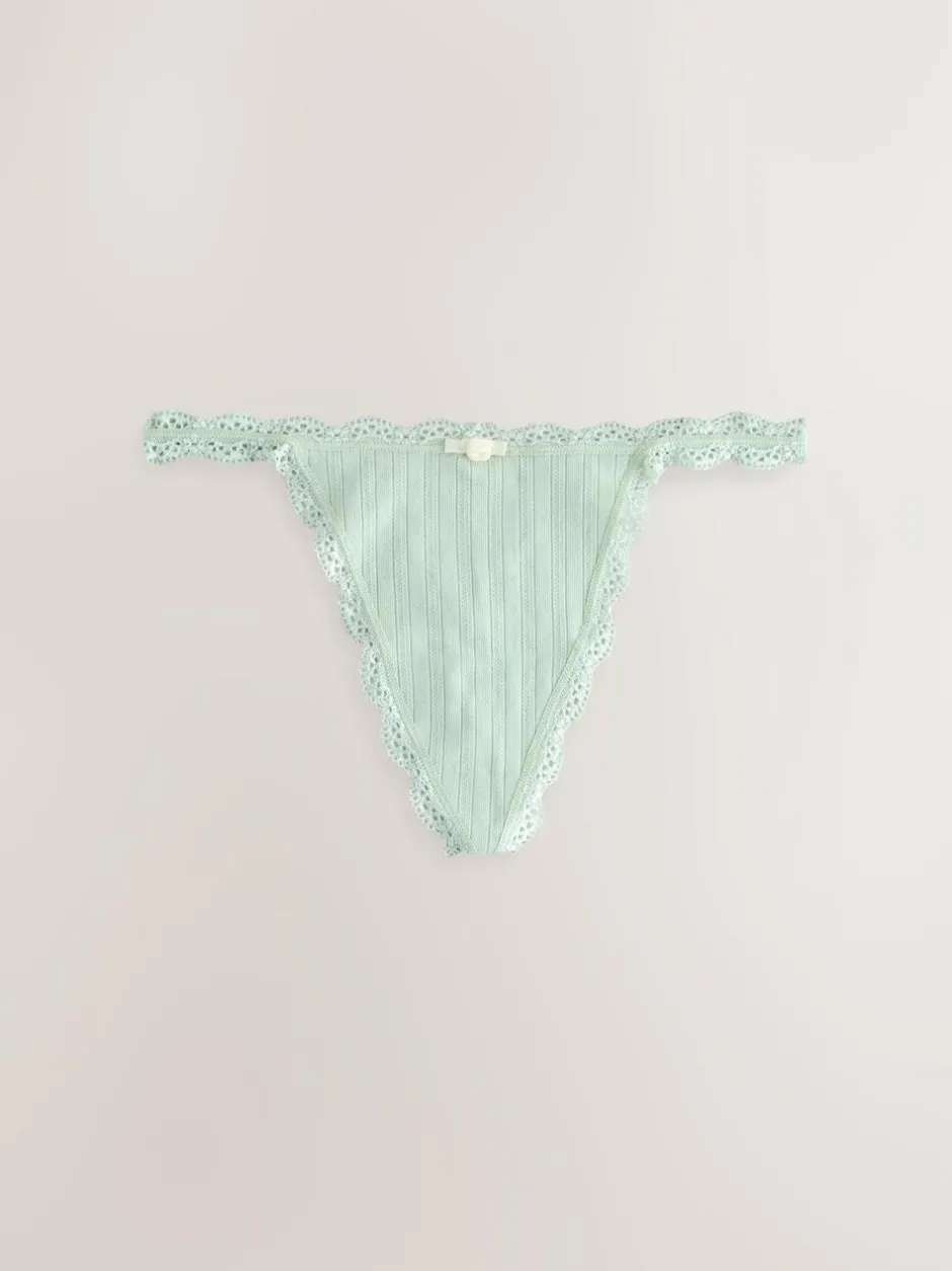 Next Ecru/Pink Thong Seamfree Pointelle Knickers 3 Pack Discount