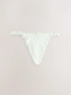 Next Ecru/Pink Thong Seamfree Pointelle Knickers 3 Pack Discount