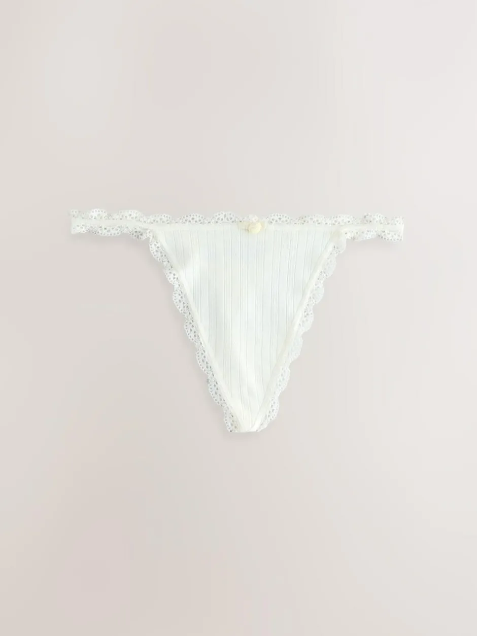 Next Ecru/Pink Thong Seamfree Pointelle Knickers 3 Pack Discount