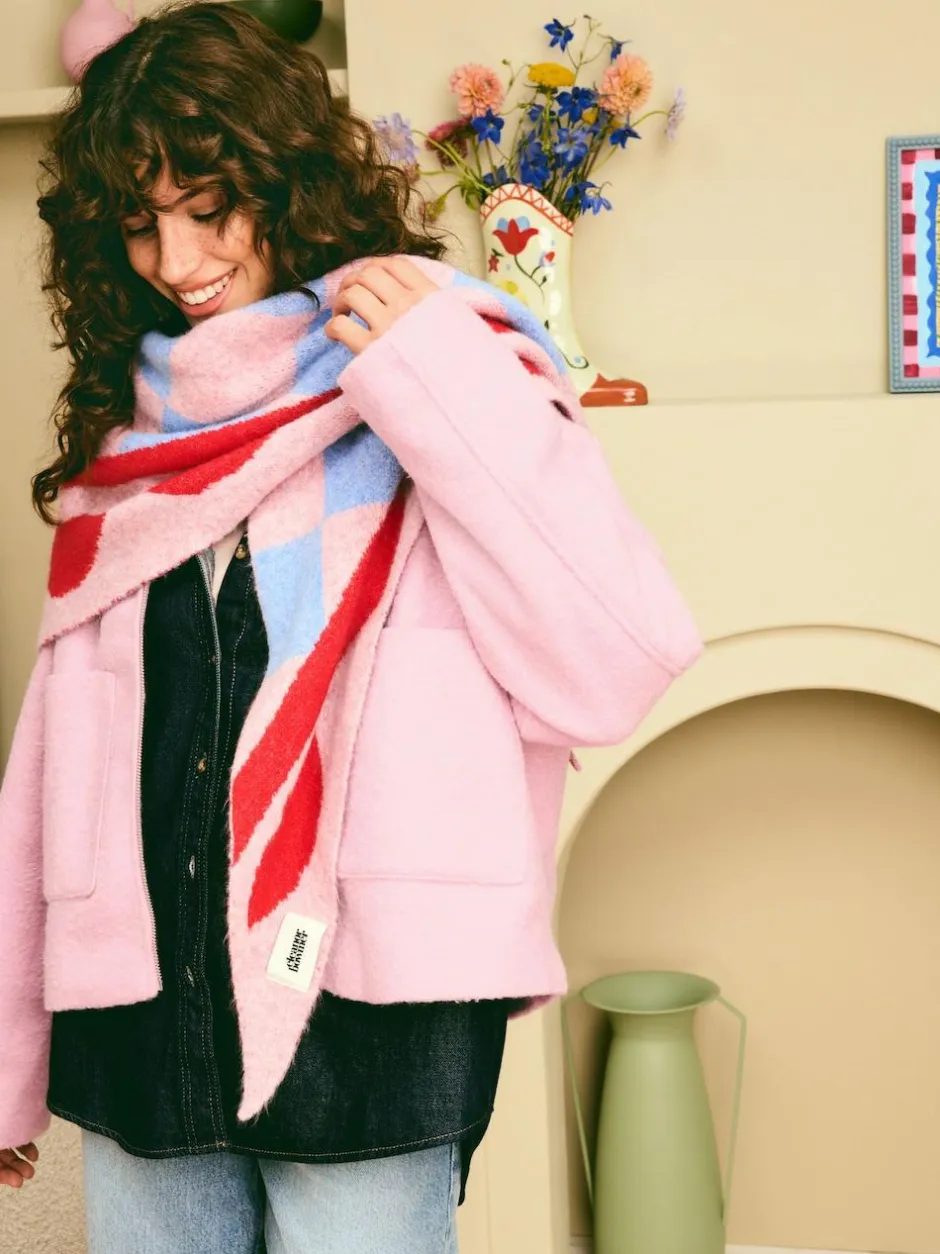 Eleanor Bowmer Checkerboard Lips Triangle Scarf Discount