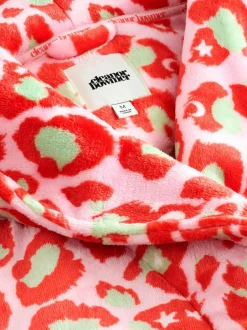 Eleanor Bowmer Leopard Print Fleece Robe Pink and Green Discount