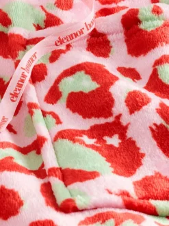 Eleanor Bowmer Leopard Print Fleece Robe Pink and Green Discount