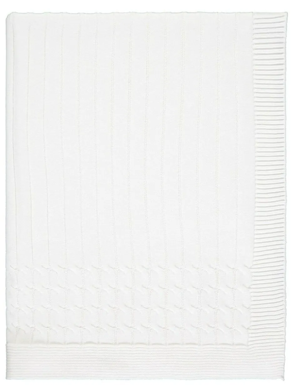 Emile Et Rose Emile Et Cable Knit Baby Cotton Blanket White Online