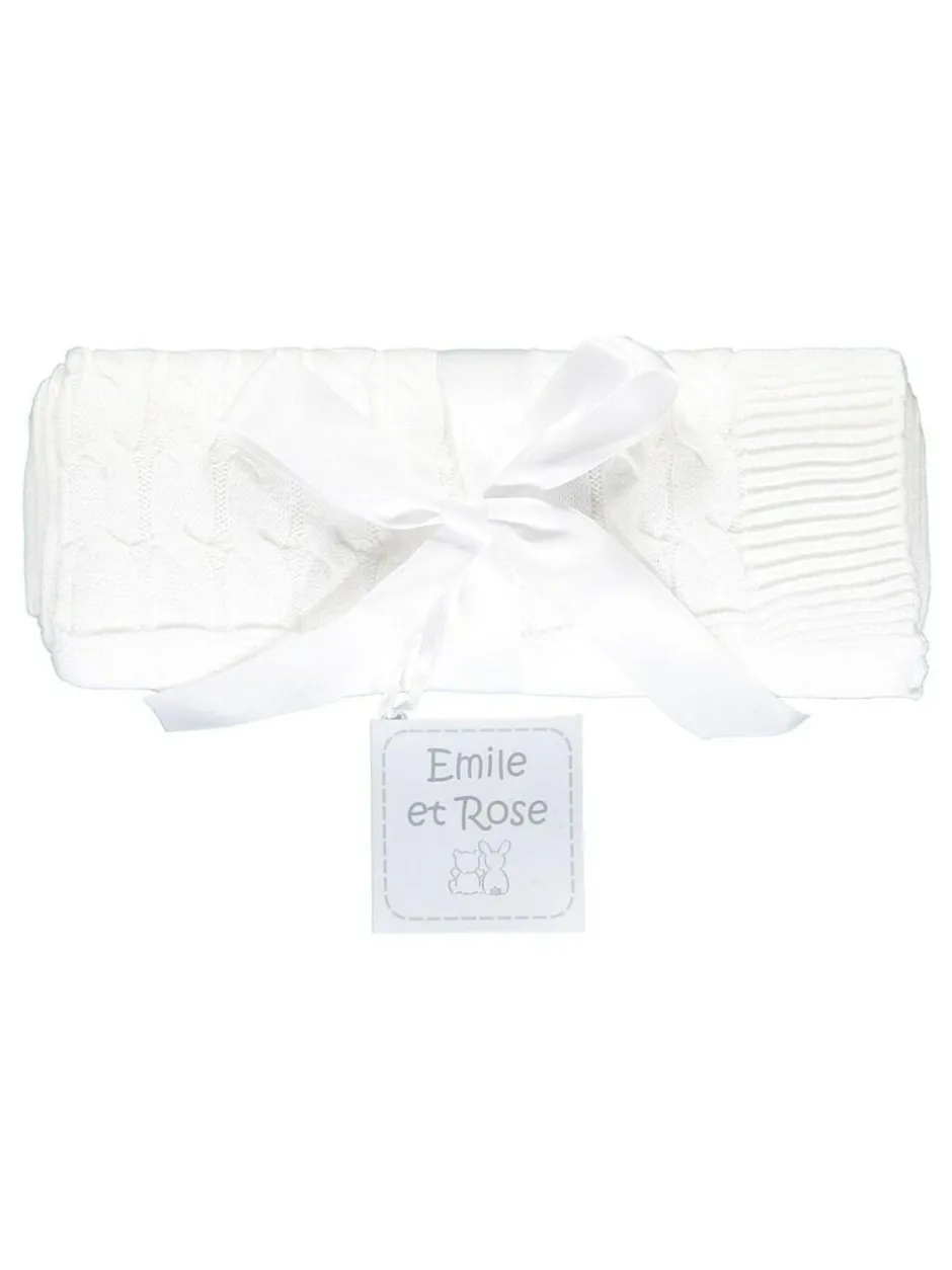 Emile Et Rose Emile Et Cable Knit Baby Cotton Blanket White Online