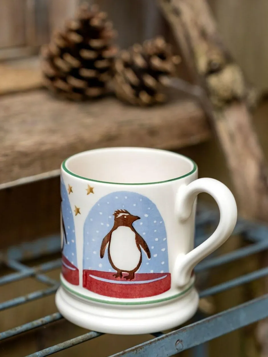 Emma Bridgewater Cream Penguin Snow Globe 1/2 Print Mug Best