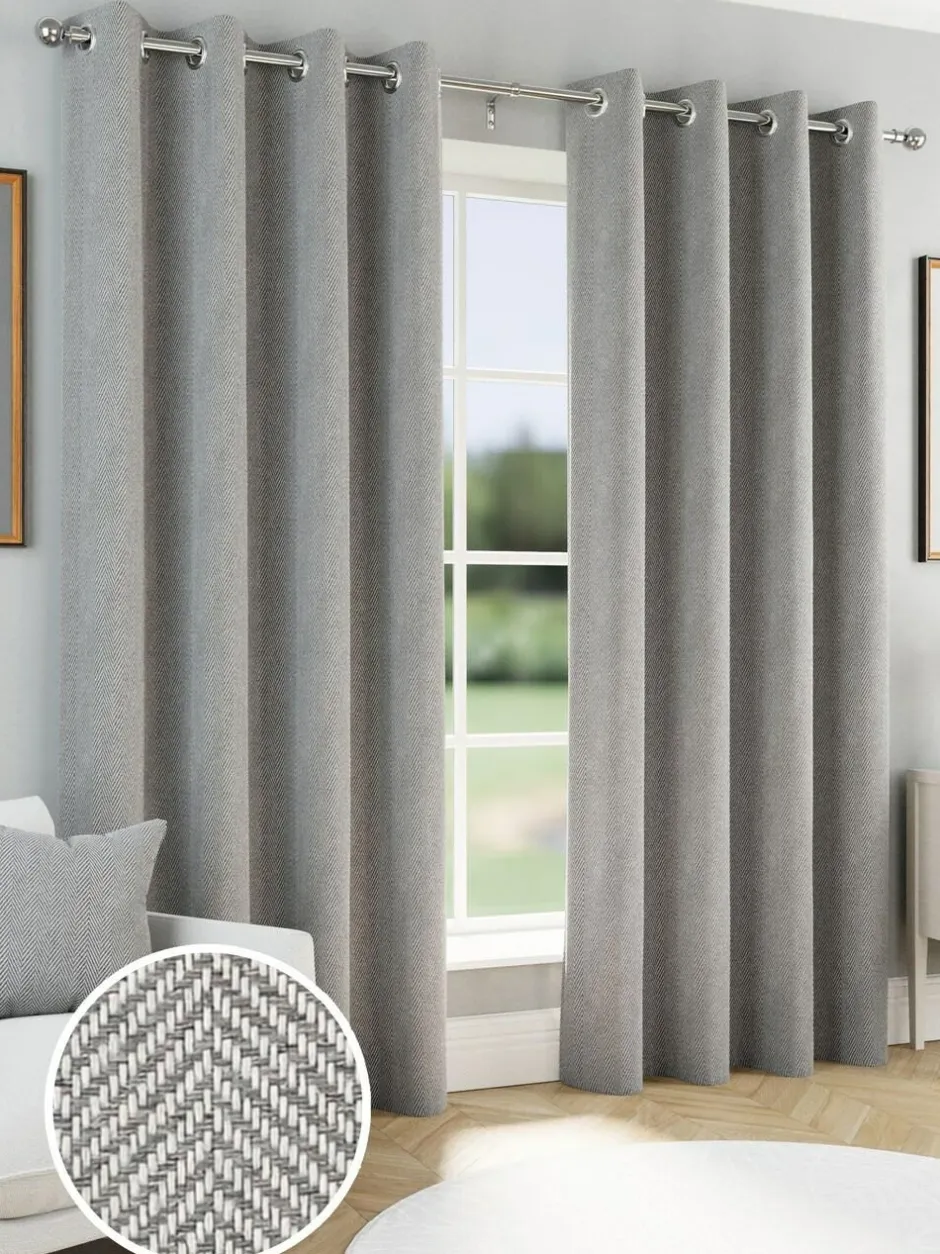 Enhanced Living Chester Thermal Blackout Eyelet Curtains Grey Outlet