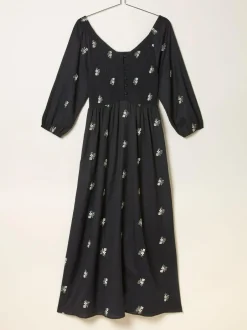 Fat Face FatFace Adele Black Petite Embroidered Midi Dress
