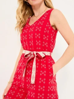 Fat Face FatFace Aeran Red Jacquard Jumpsuit Best