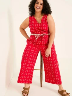 Fat Face FatFace Aeran Red Jacquard Jumpsuit Best