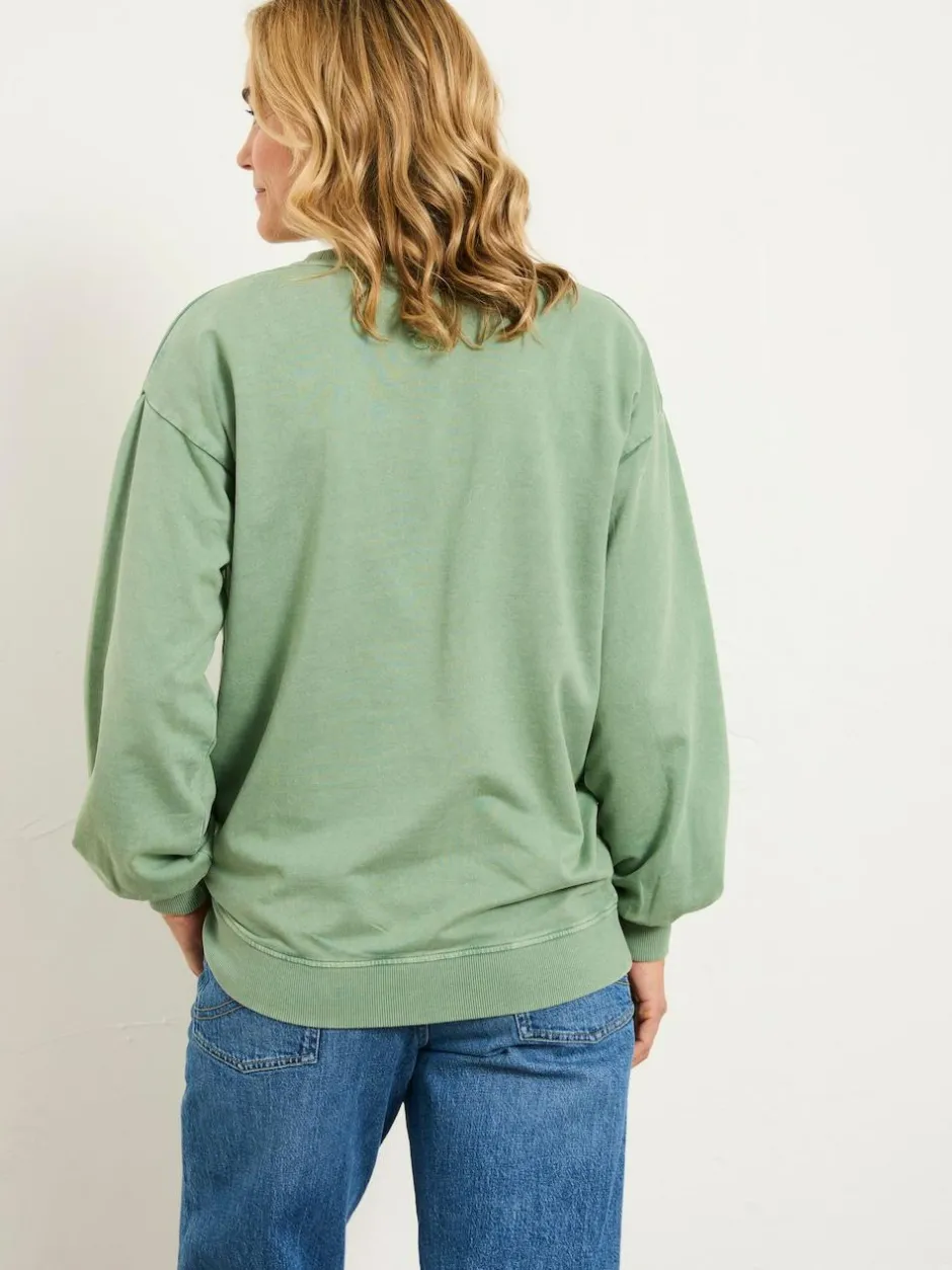 Fat Face FatFace Alex Jade Green Floral Placement Crew Sweat New