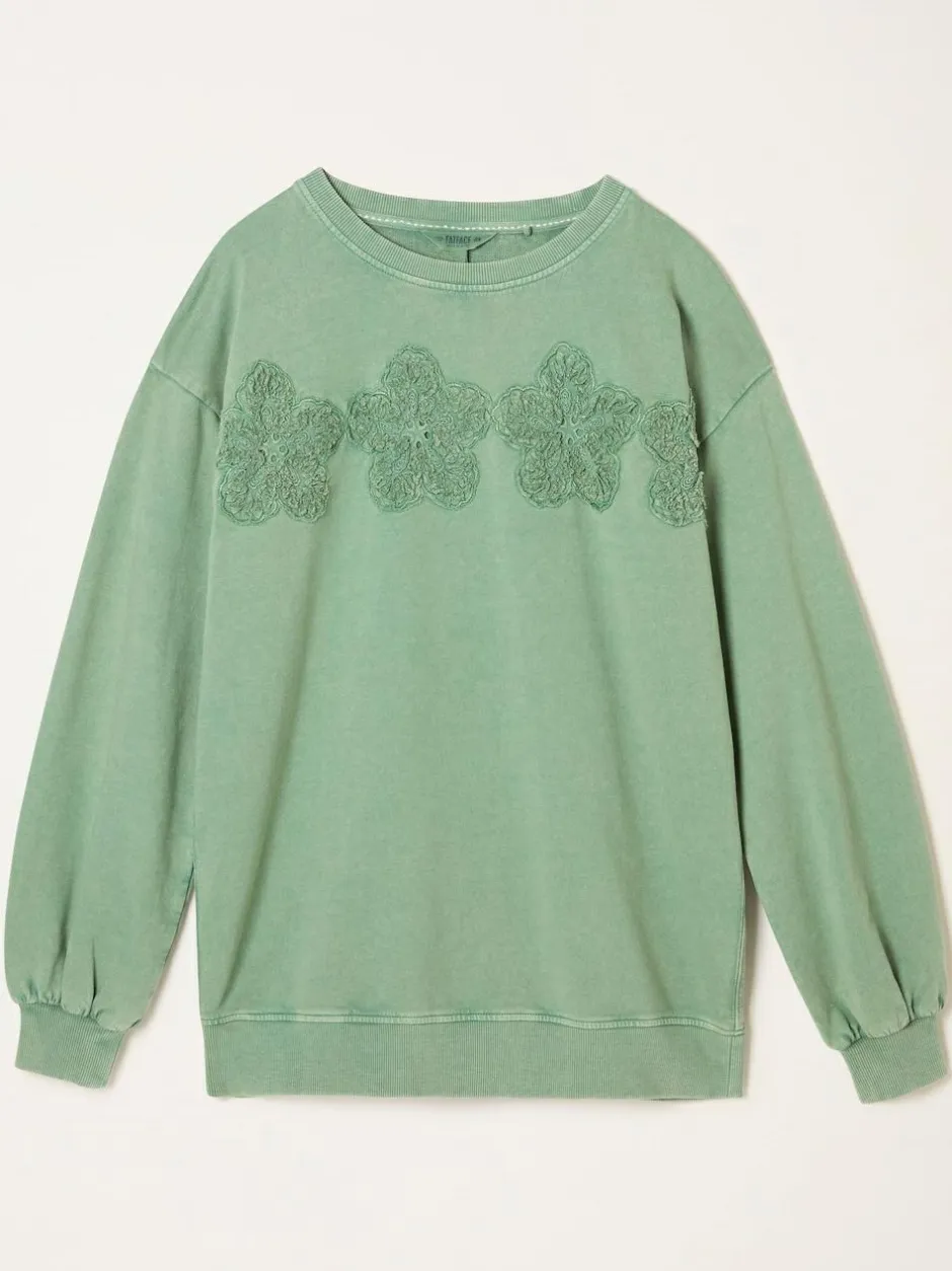 Fat Face FatFace Alex Jade Green Floral Placement Crew Sweat New