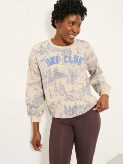 Fat Face FatFace Alex Natural Ski Club Crew Sweatshirt New