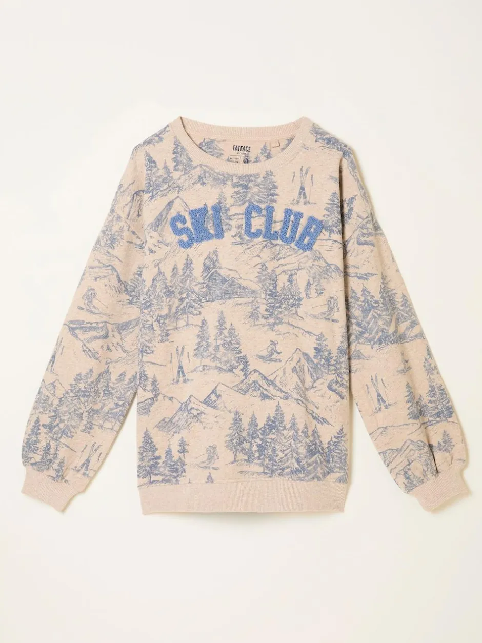 Fat Face FatFace Alex Natural Ski Club Crew Sweatshirt New