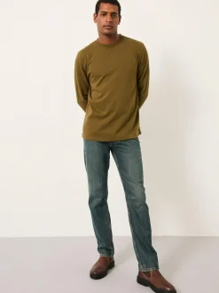 Fat Face FatFace Alton Long Sleeve Heavyweight Relaxed Fit T-Shirt Khaki Green Best