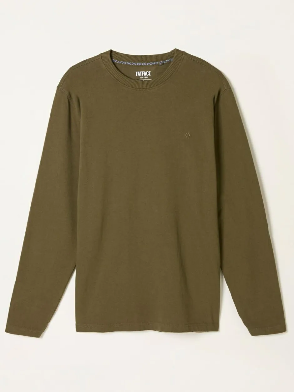 Fat Face FatFace Alton Long Sleeve Heavyweight Relaxed Fit T-Shirt Khaki Green Best