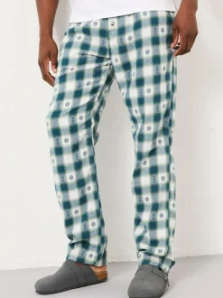 Fat Face FatFace Arkle Dark Teal Blue Jacquard Check Pyjama Bottoms Outlet