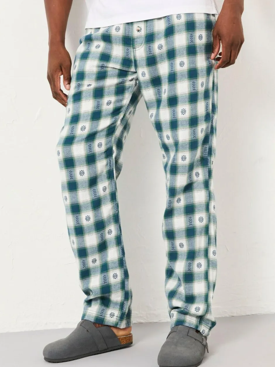 Fat Face FatFace Arkle Dark Teal Blue Jacquard Check Pyjama Bottoms Outlet