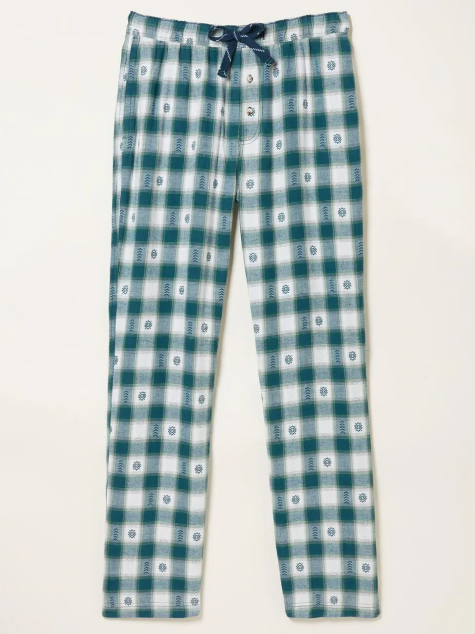Fat Face FatFace Arkle Dark Teal Blue Jacquard Check Pyjama Bottoms Outlet