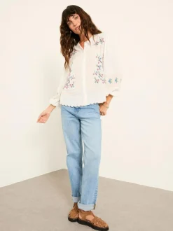 Fat Face FatFace Betsie Ivory Embroidered Blouse Clearance