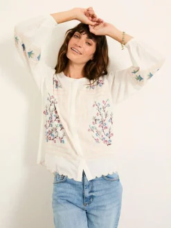Fat Face FatFace Betsie Ivory Embroidered Blouse Clearance