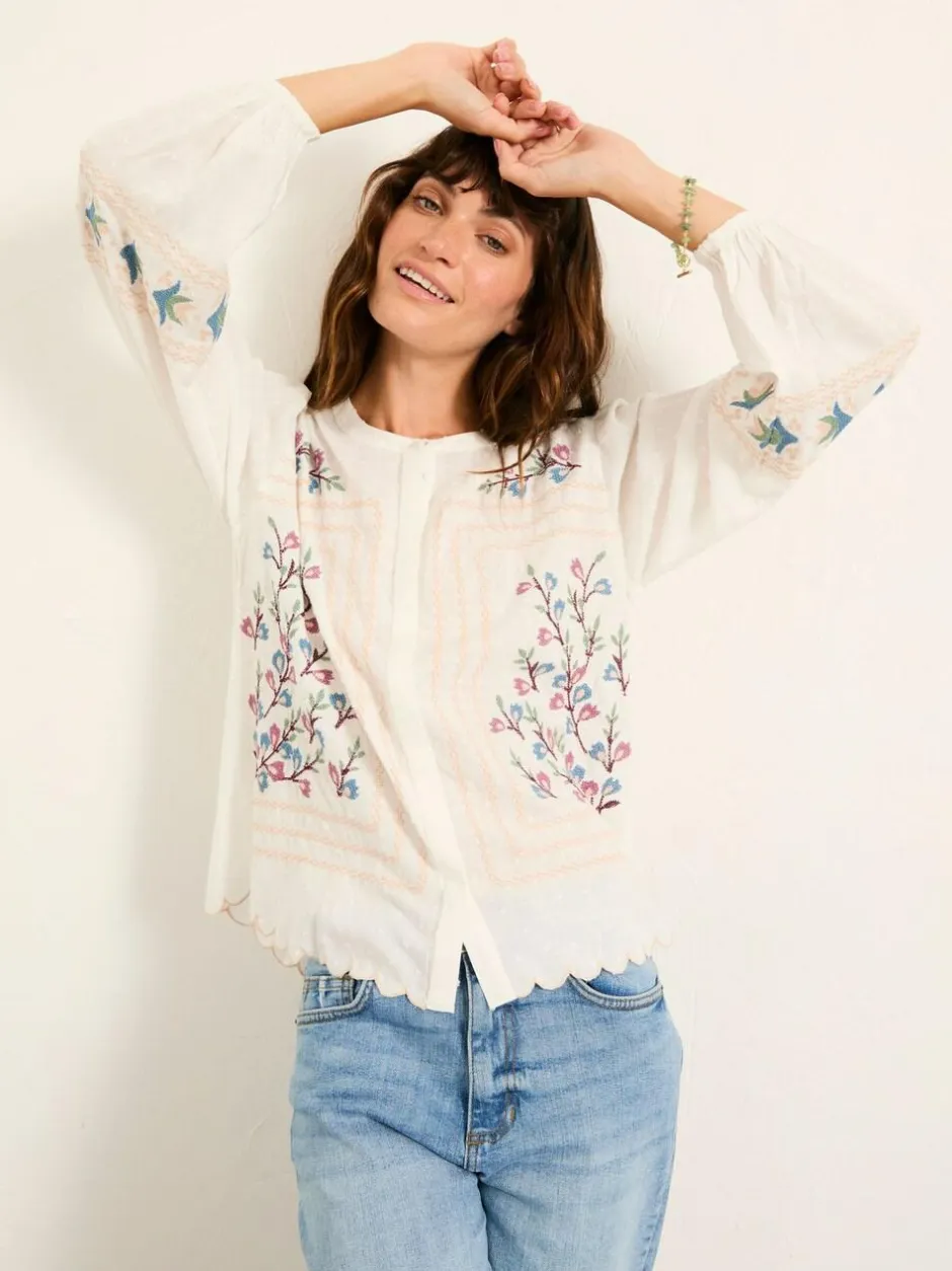 Fat Face FatFace Betsie Ivory Embroidered Blouse Clearance